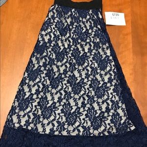 LuLaRoe Navy Lace Lola Skirt - XL